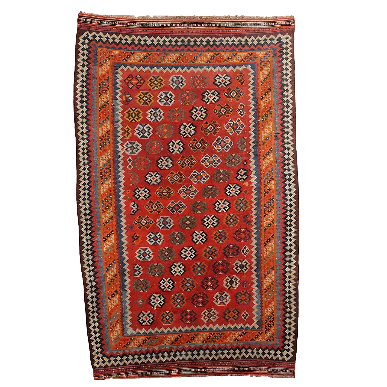 Tappeto Kilim a nodo fine in lana multicolore