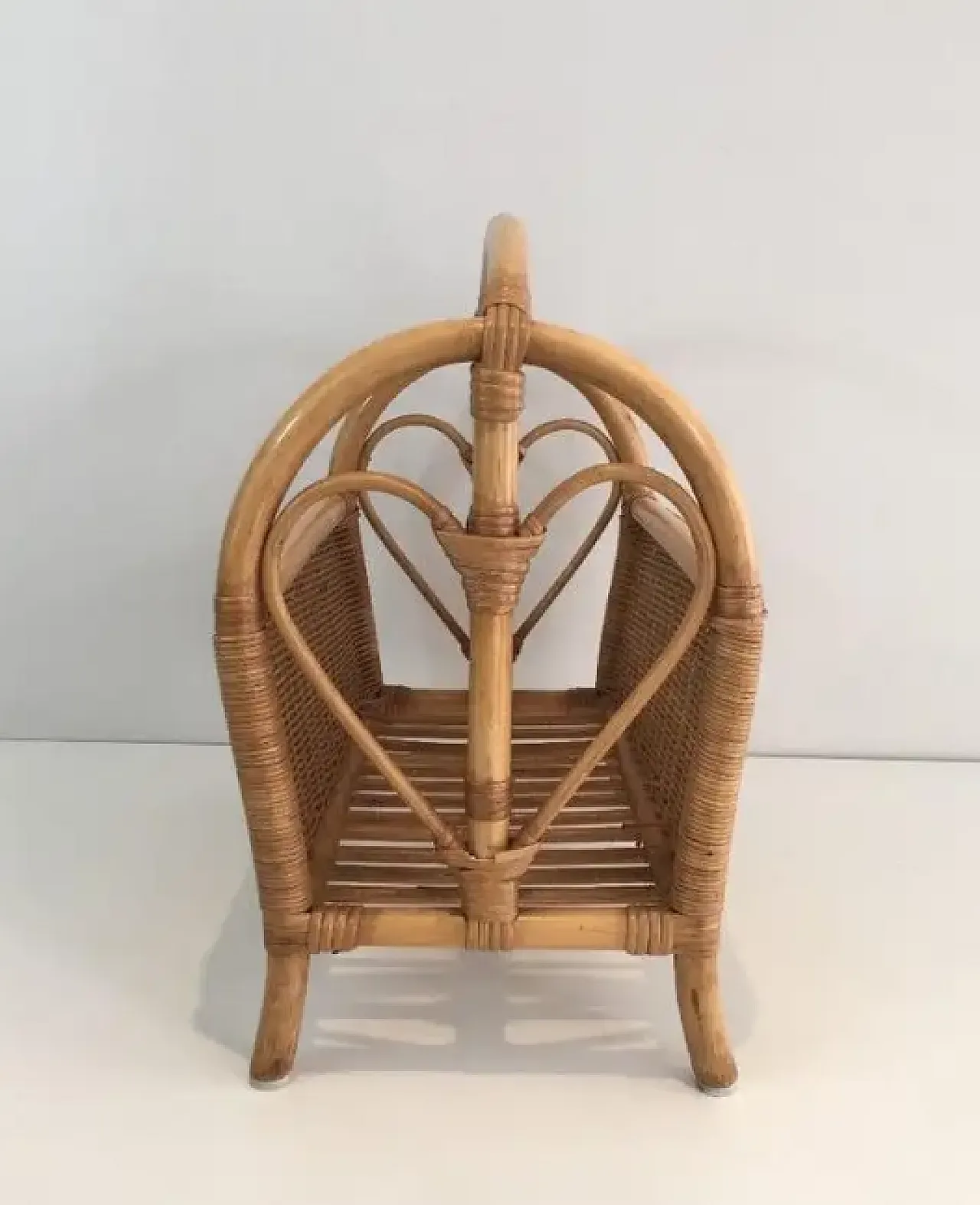 Rattan magazine rack, 1970s 3