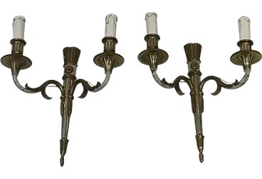 Coppia di applique Luigi XVI in bronzo e vernice bianca, anni '40