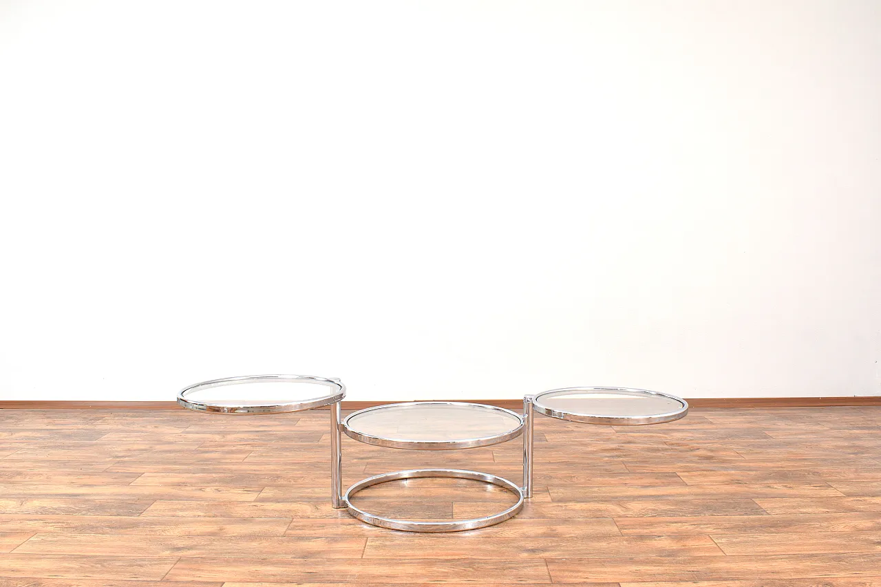 Vintage Milo Baughman Style Chrome Swivel Coffee Table, 1970s 2