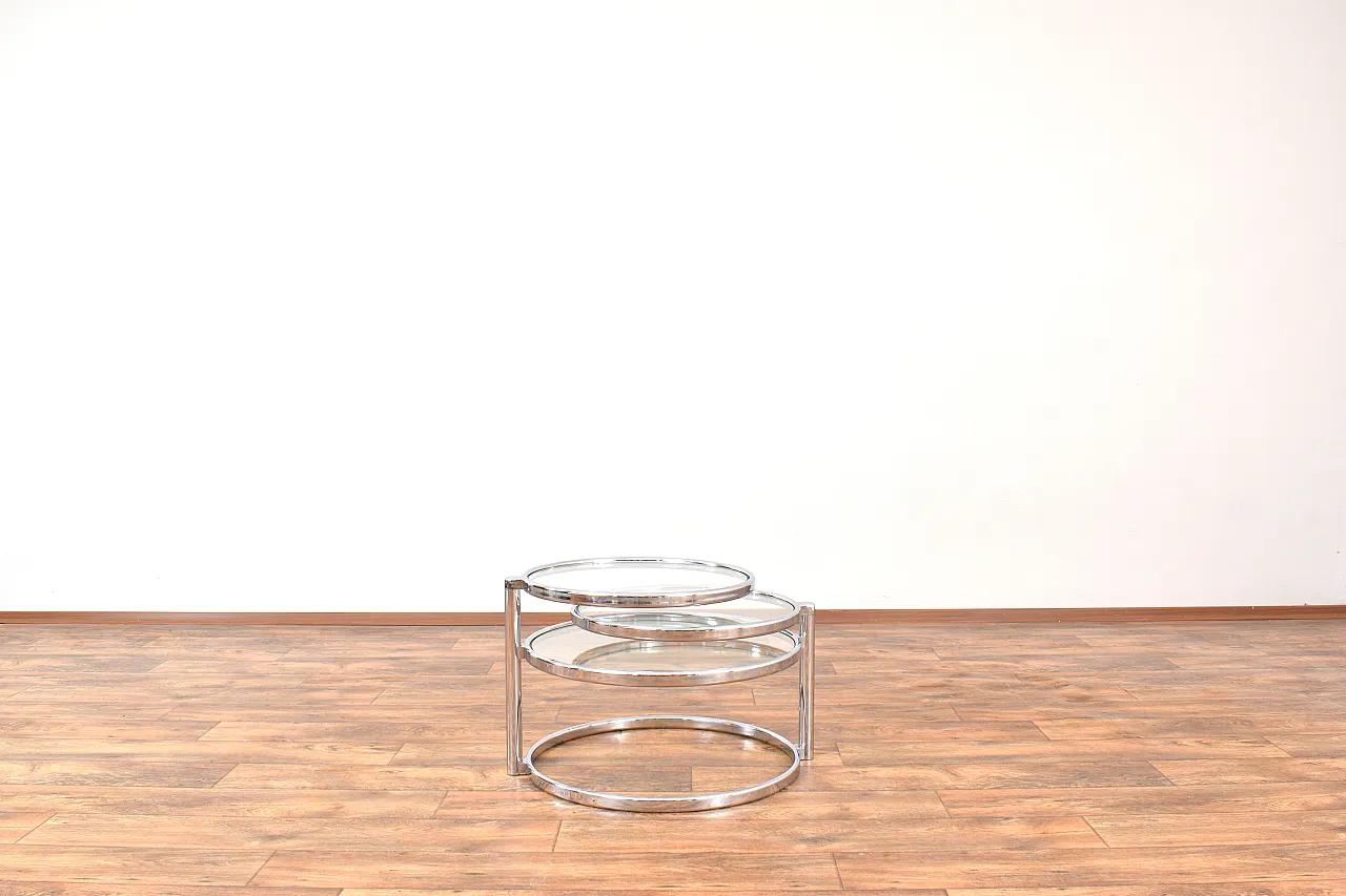 Vintage Milo Baughman Style Chrome Swivel Coffee Table, 1970s 3