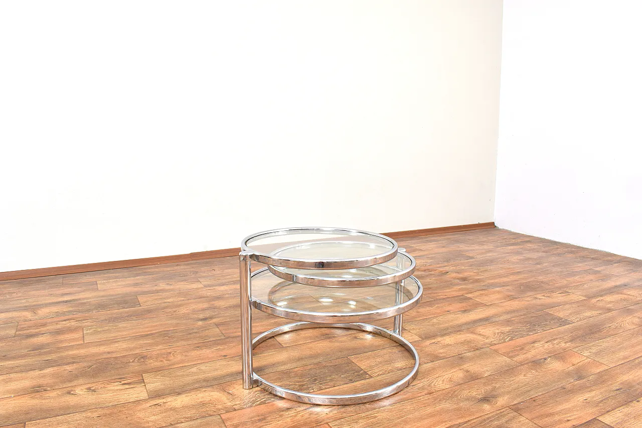 Vintage Milo Baughman Style Chrome Swivel Coffee Table, 1970s 4