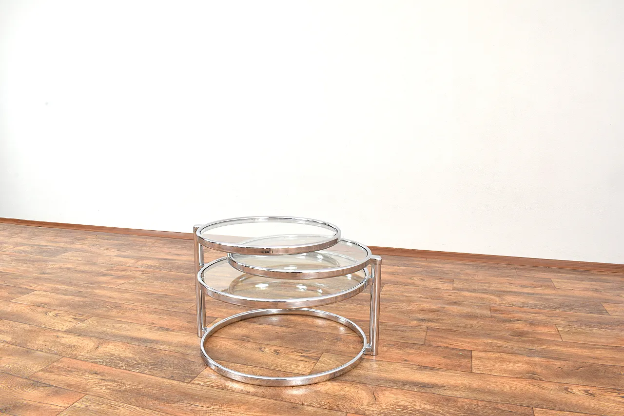Vintage Milo Baughman Style Chrome Swivel Coffee Table, 1970s 5