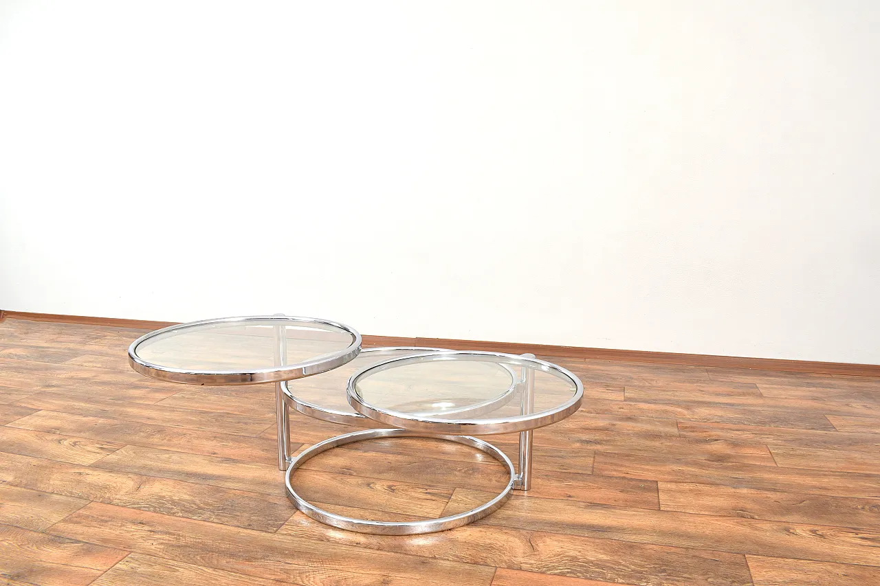 Vintage Milo Baughman Style Chrome Swivel Coffee Table, 1970s 6