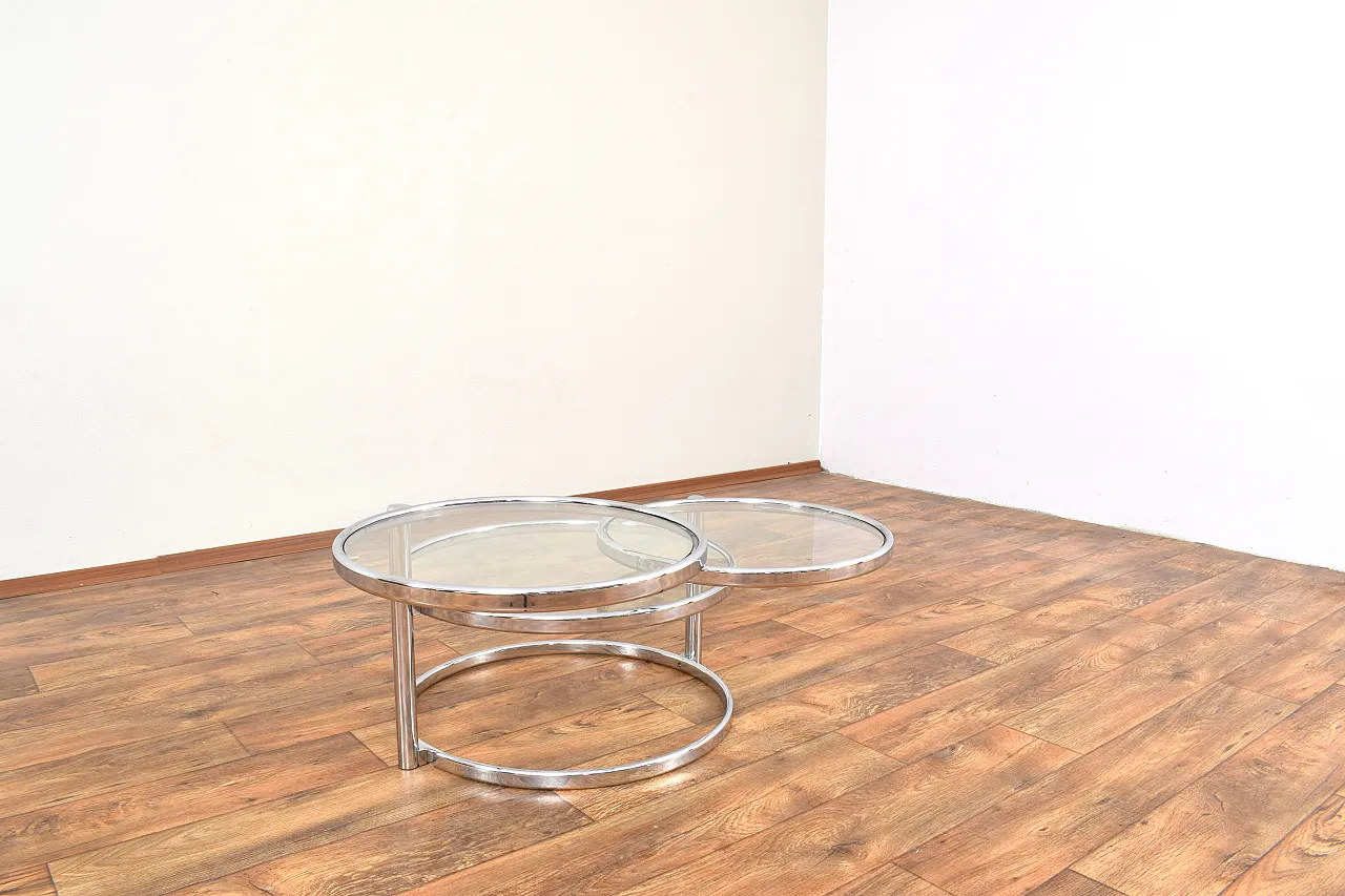 Vintage Milo Baughman Style Chrome Swivel Coffee Table, 1970s 7