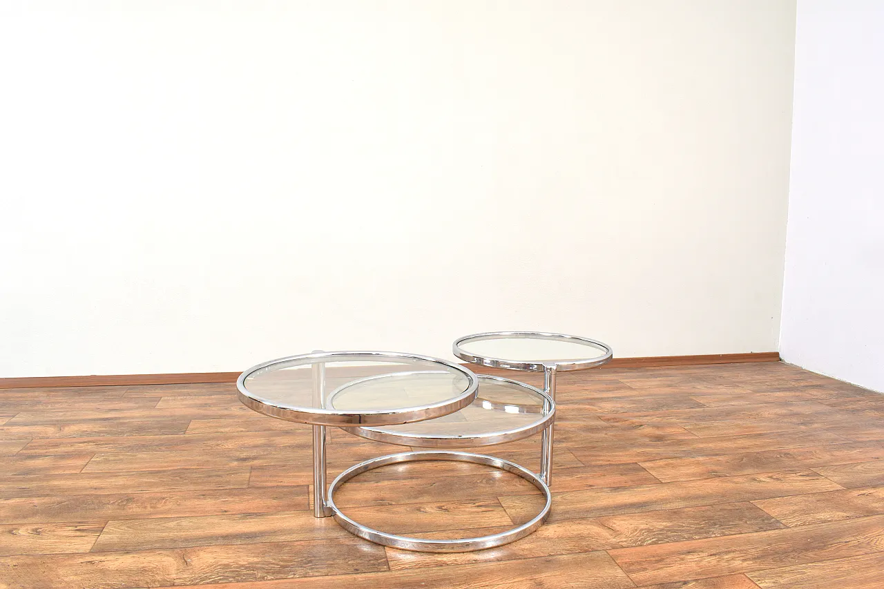Vintage Milo Baughman Style Chrome Swivel Coffee Table, 1970s 8
