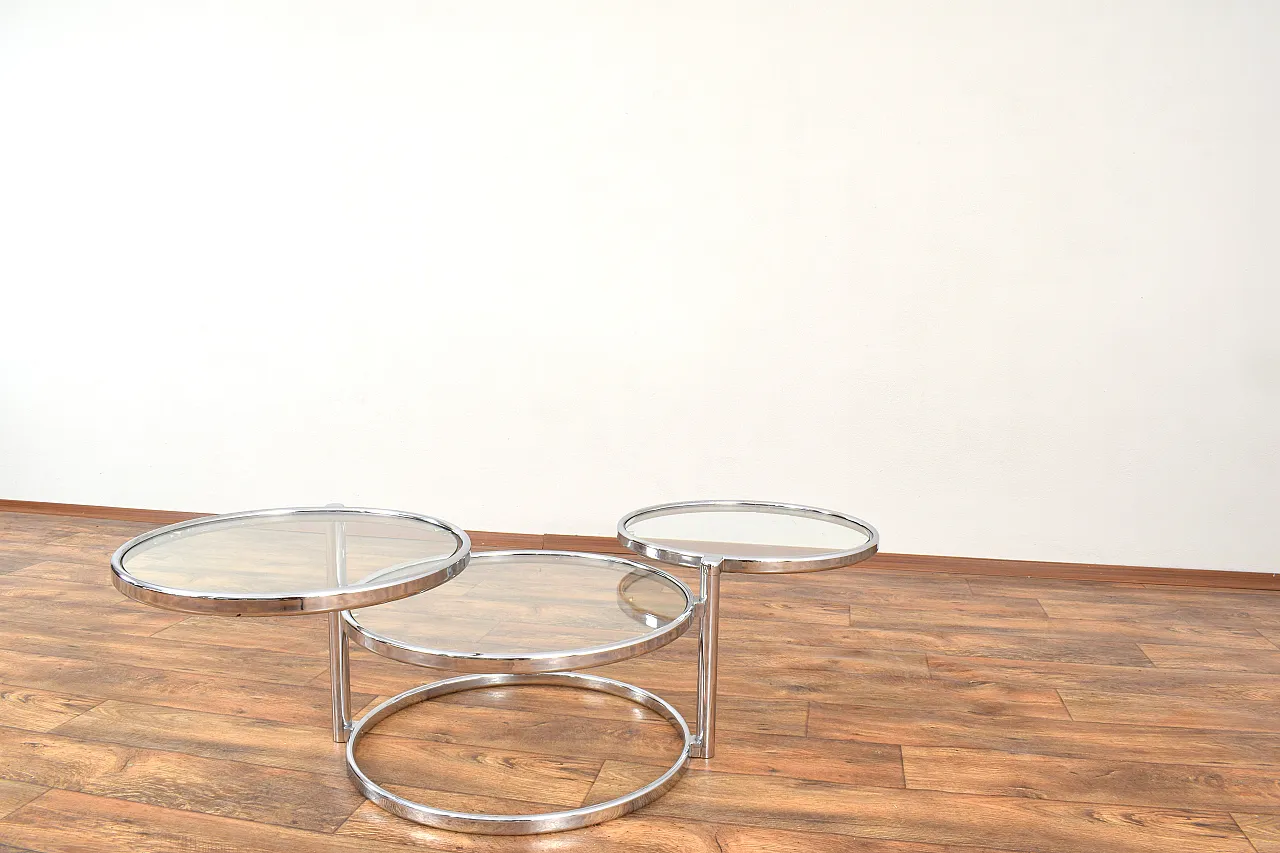 Vintage Milo Baughman Style Chrome Swivel Coffee Table, 1970s 9