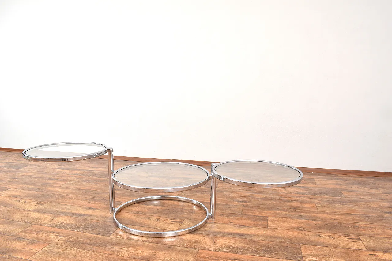 Vintage Milo Baughman Style Chrome Swivel Coffee Table, 1970s 10