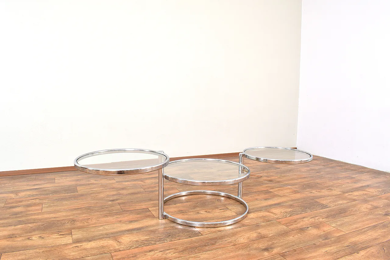 Vintage Milo Baughman Style Chrome Swivel Coffee Table, 1970s 11