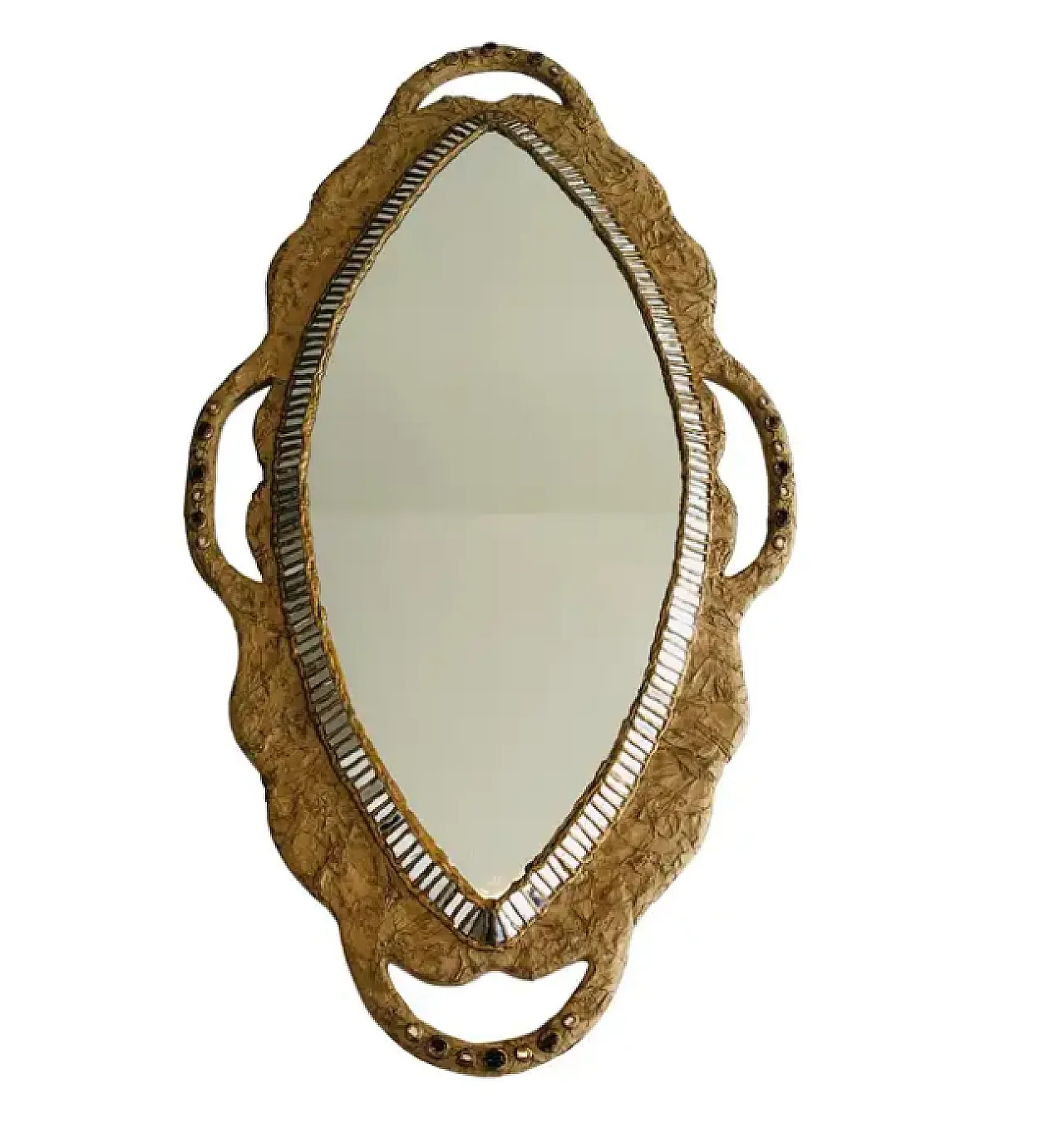 Specchio in cartapesta e intarsio di specchi di A. David, anni '70 1