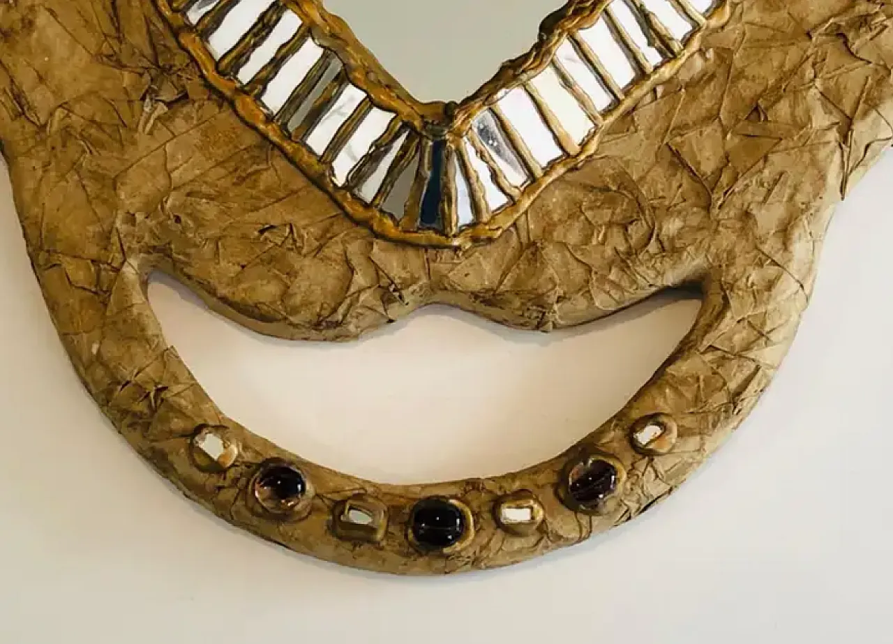 Specchio in cartapesta e intarsio di specchi di A. David, anni '70 7