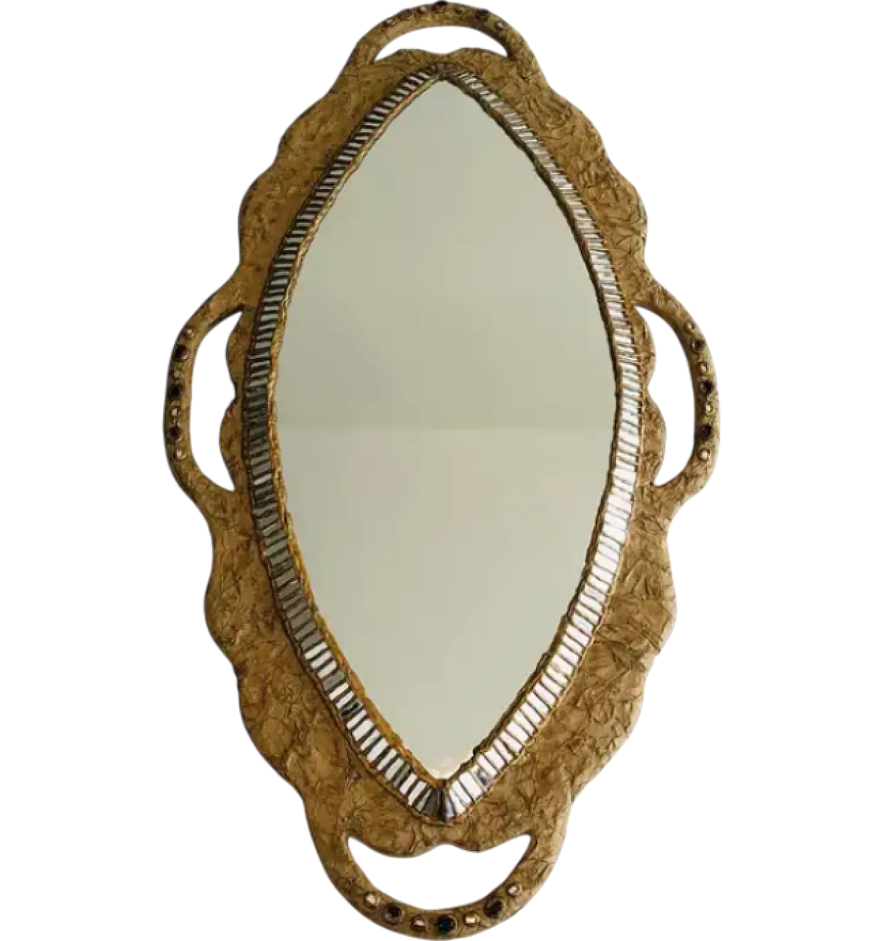 Specchio in cartapesta e intarsio di specchi di A. David, anni '70 12