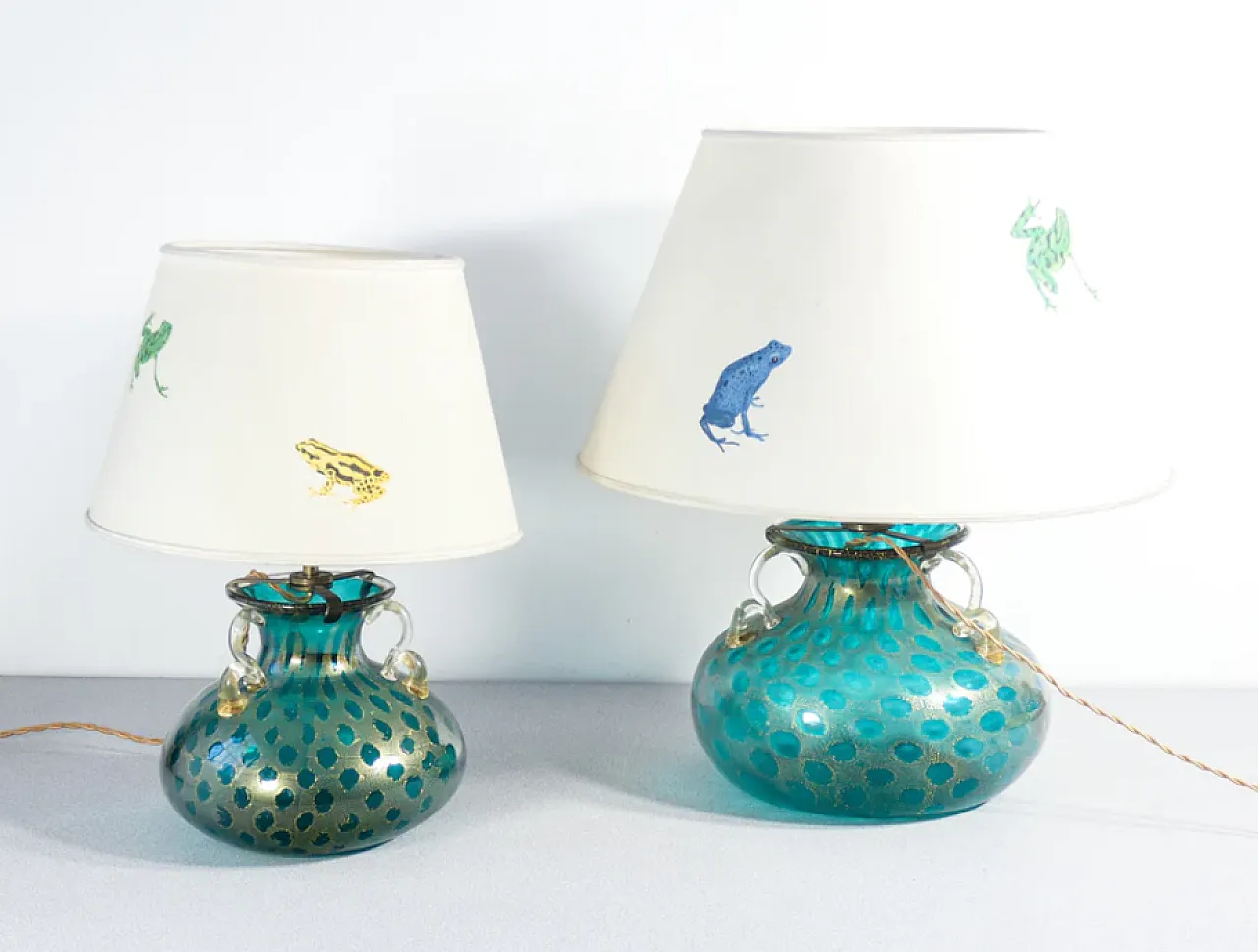 Coppia di abat jour in vetro di Murano di La Murrina, anni '80 1