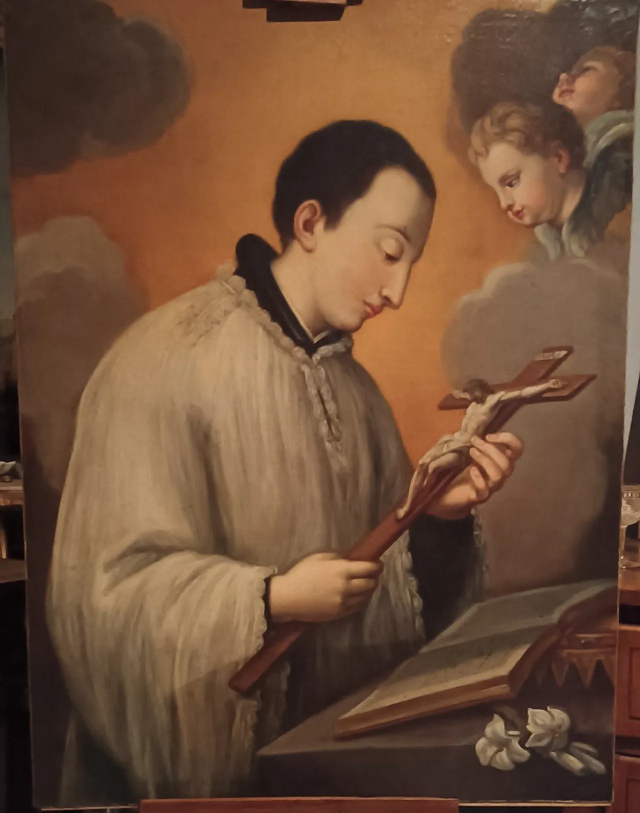 San Luigi Gonzaga con crocifisso, olio su tela, '700 7