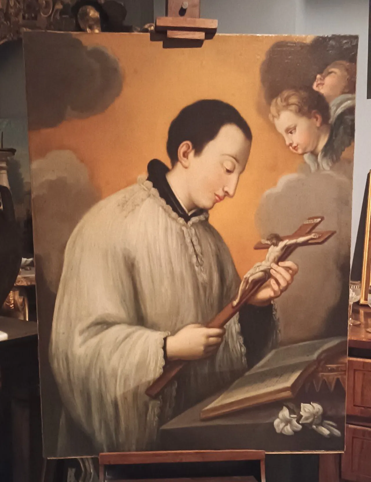 San Luigi Gonzaga con crocifisso, olio su tela, '700 11