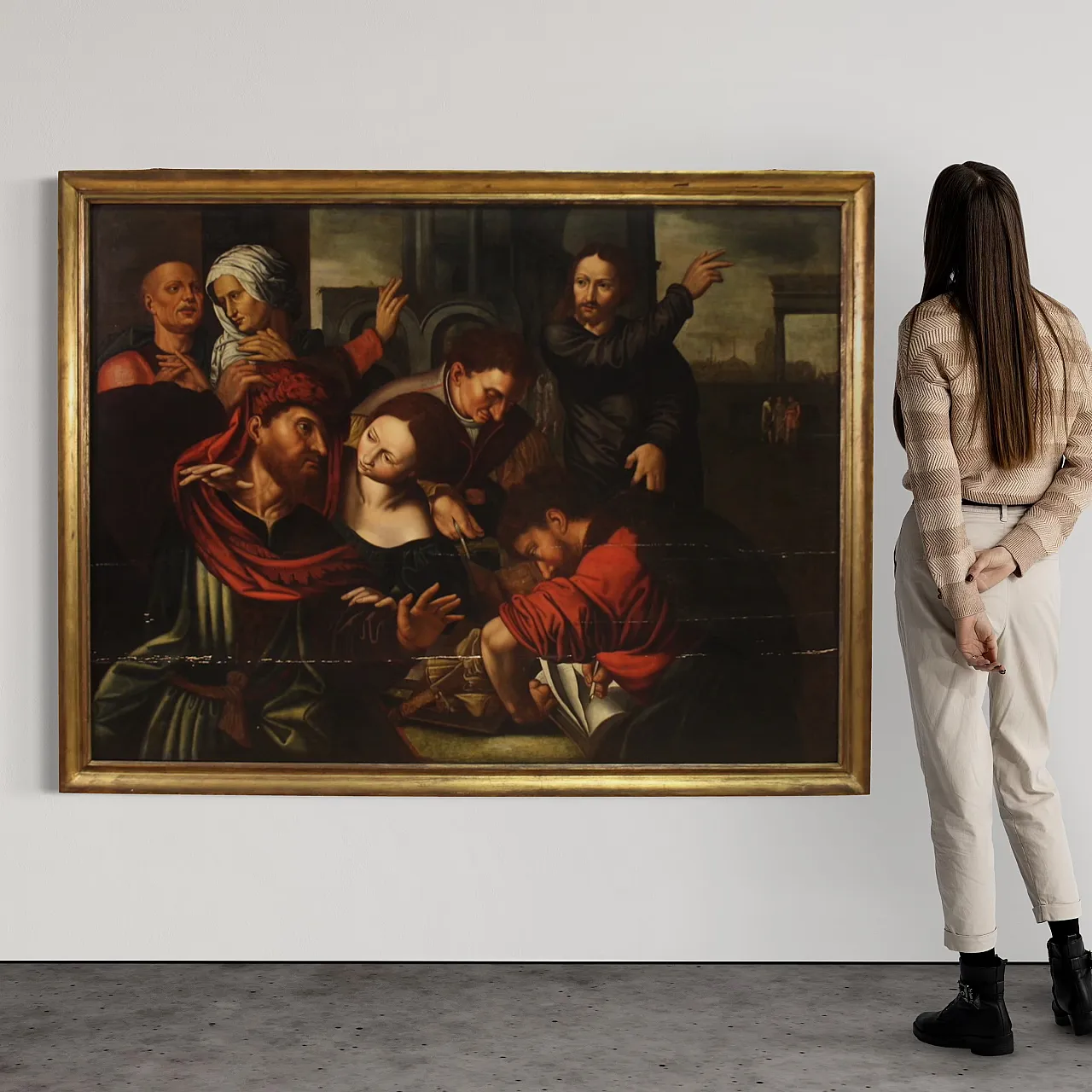 Vocazione di S. Matteo, dipinto fiammingo su tavola, '600 2