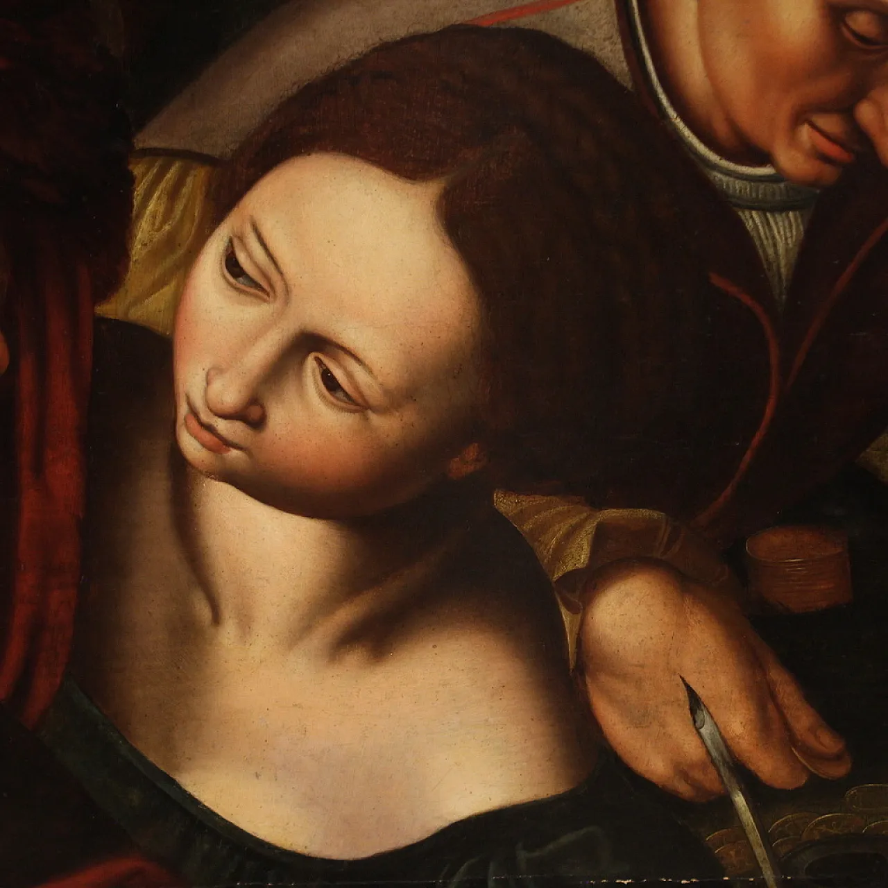 Vocazione di S. Matteo, dipinto fiammingo su tavola, '600 5