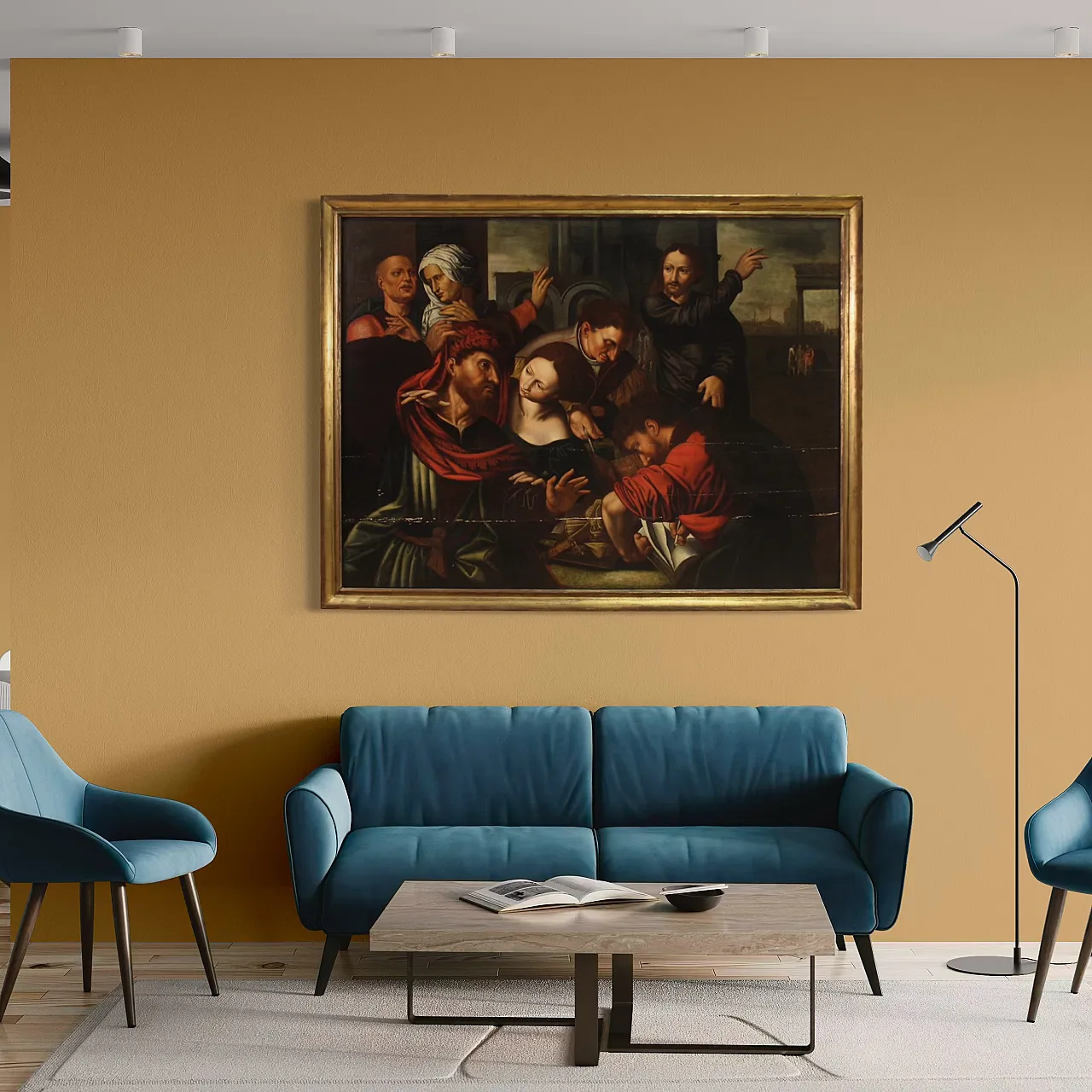 Vocazione di S. Matteo, dipinto fiammingo su tavola, '600 9