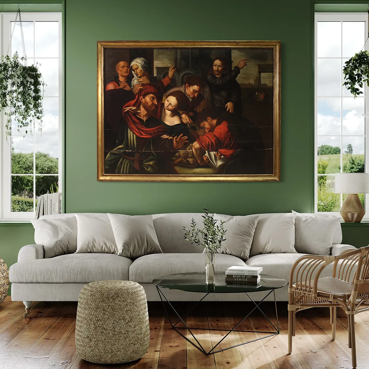 Vocazione di S. Matteo, dipinto fiammingo su tavola, '600 14