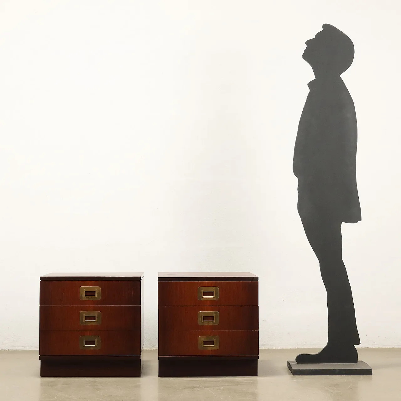 Coppia di comodini in legno e ottone di Ico Parisi, anni '60 2