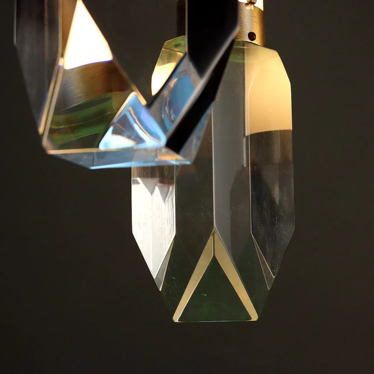 Lampadario a 5 luci in alluminio, metacrilato e plexiglass, anni '70 7