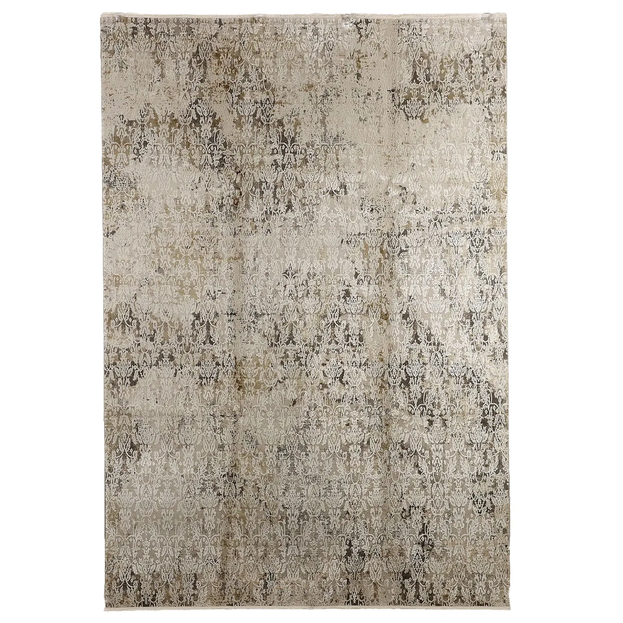 Abadeh thin knot rug in gray and white acrylic & bamboo 1