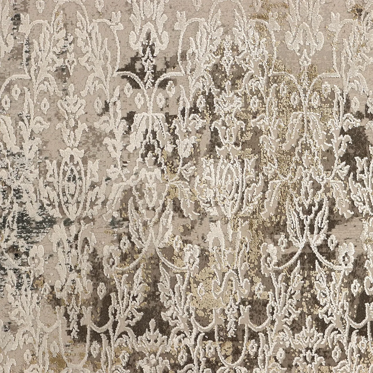 Abadeh thin knot rug in gray and white acrylic & bamboo 3