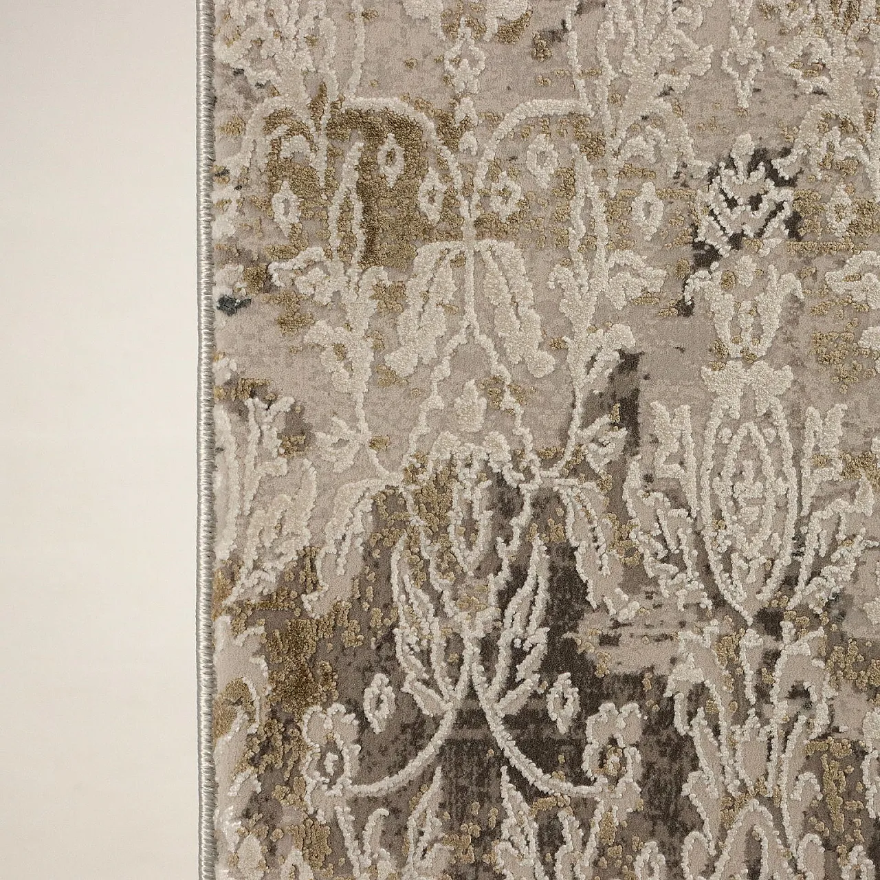 Abadeh thin knot rug in gray and white acrylic & bamboo 5