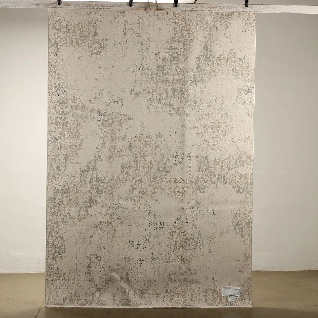 Abadeh thin knot rug in gray and white acrylic & bamboo 6