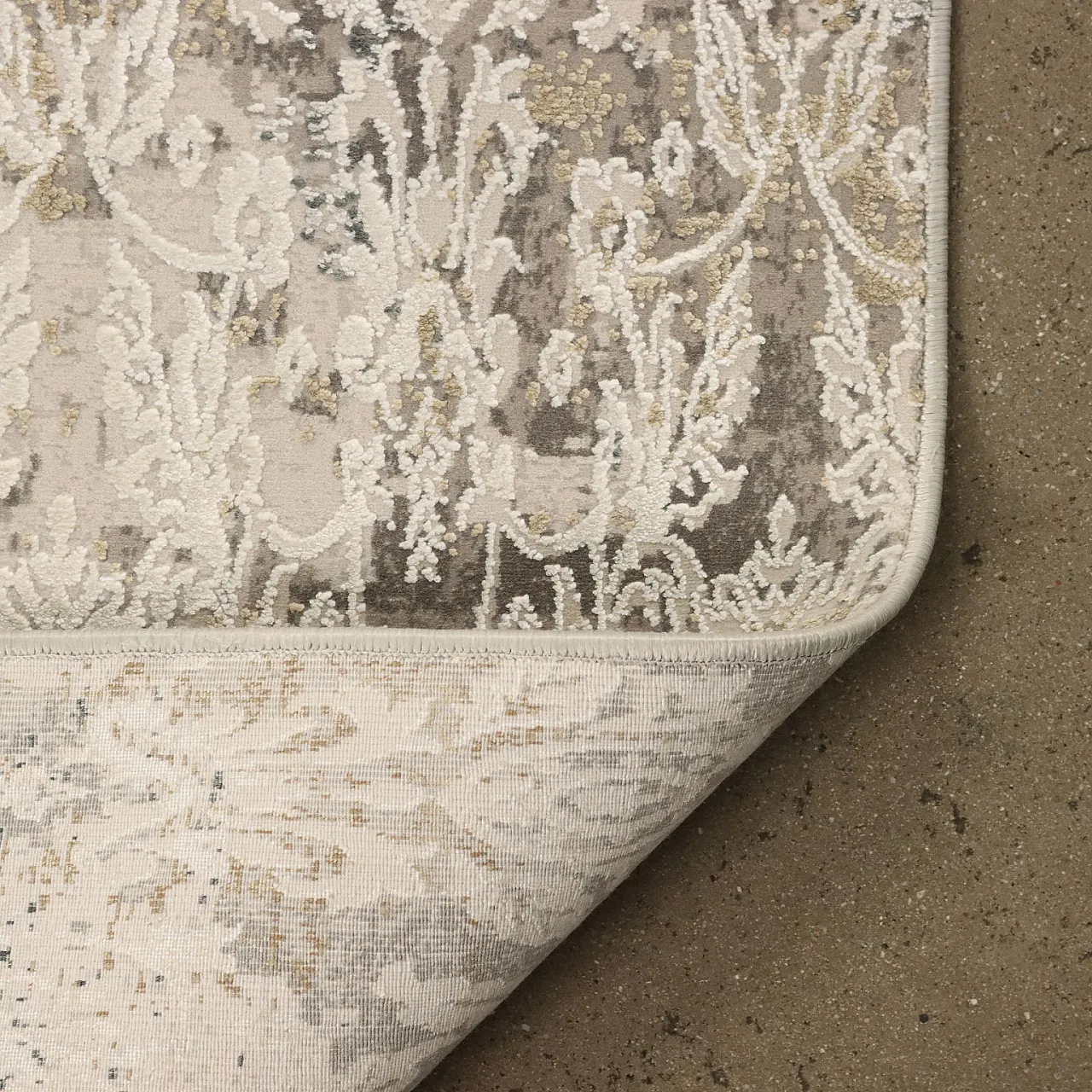 Abadeh thin knot rug in gray and white acrylic & bamboo 8
