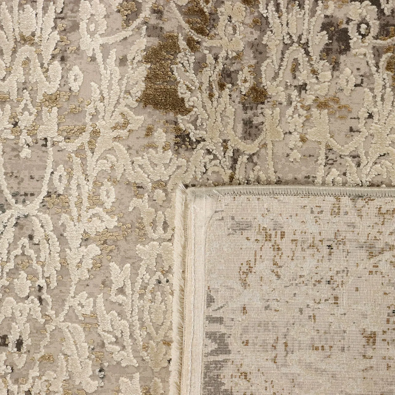 Abadeh thin knot rug in gray and white acrylic & bamboo 9
