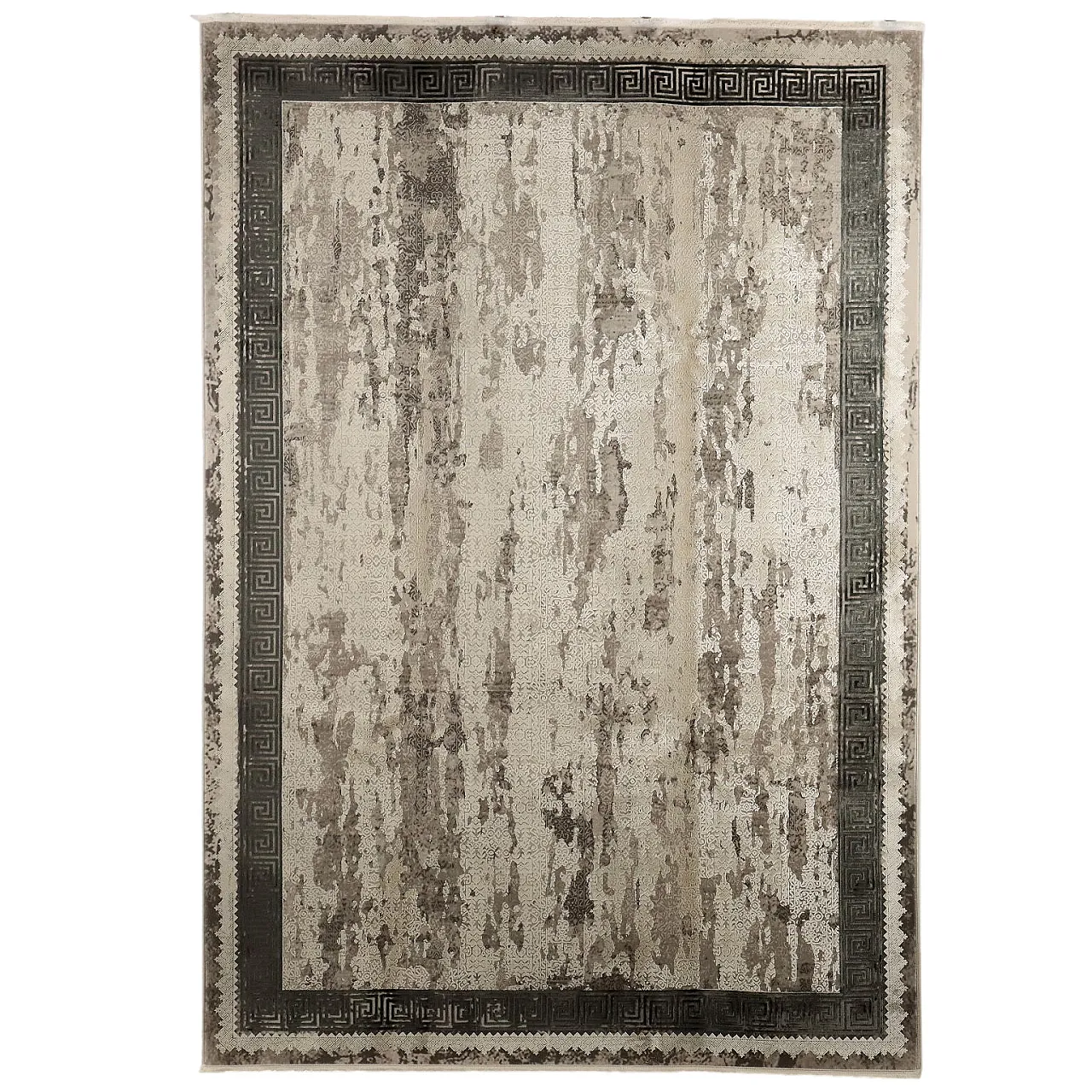 Abadeh fine knot rug in gray bamboo and acrylic 1
