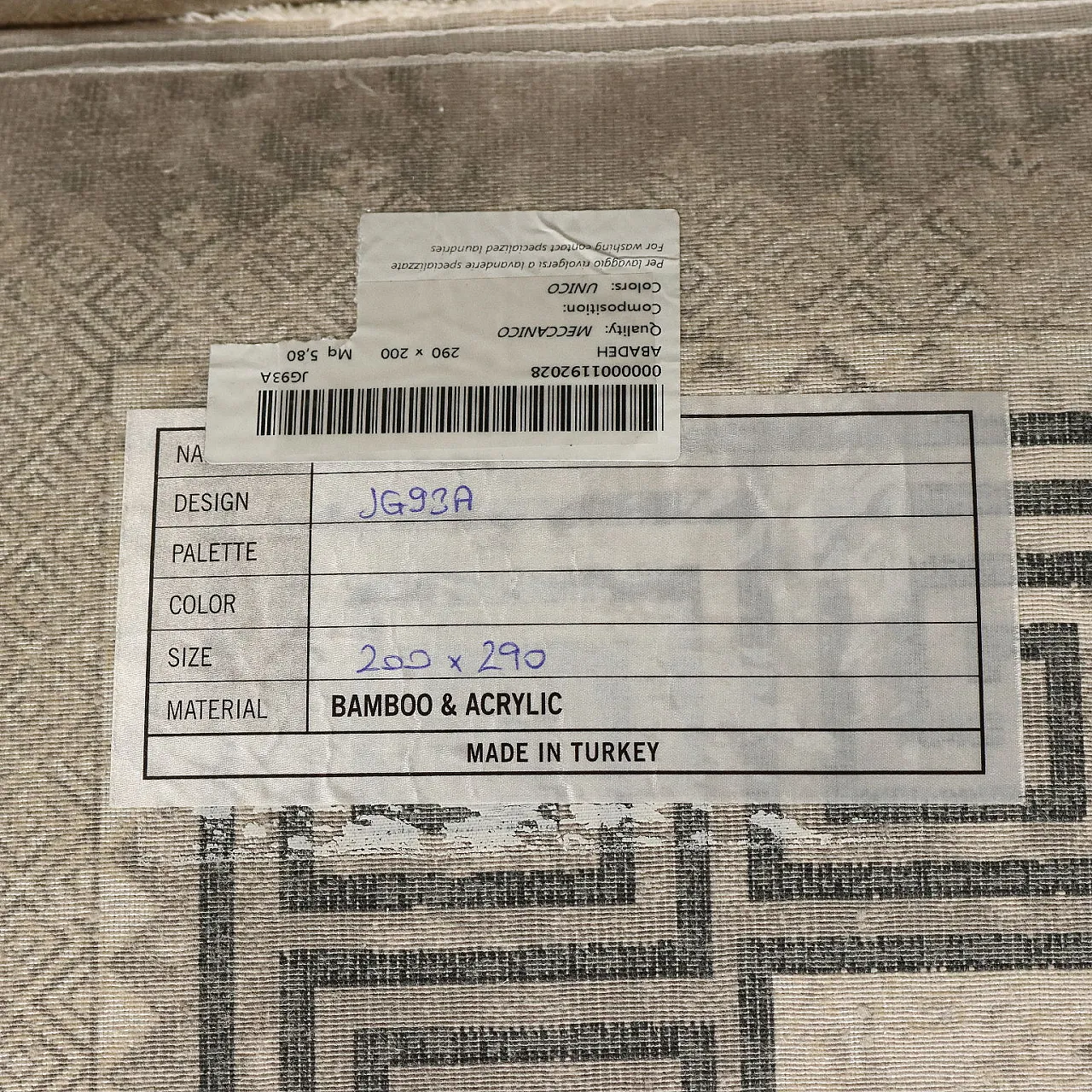 Abadeh fine knot rug in gray bamboo and acrylic 8