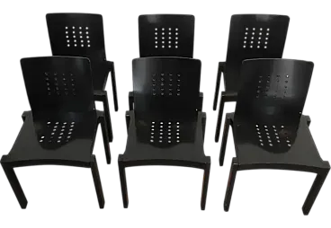 6 Sedie in legno nero di Thonet, anni '90