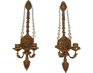 Coppia di applique in legno in stile Luigi XVI, anni '40