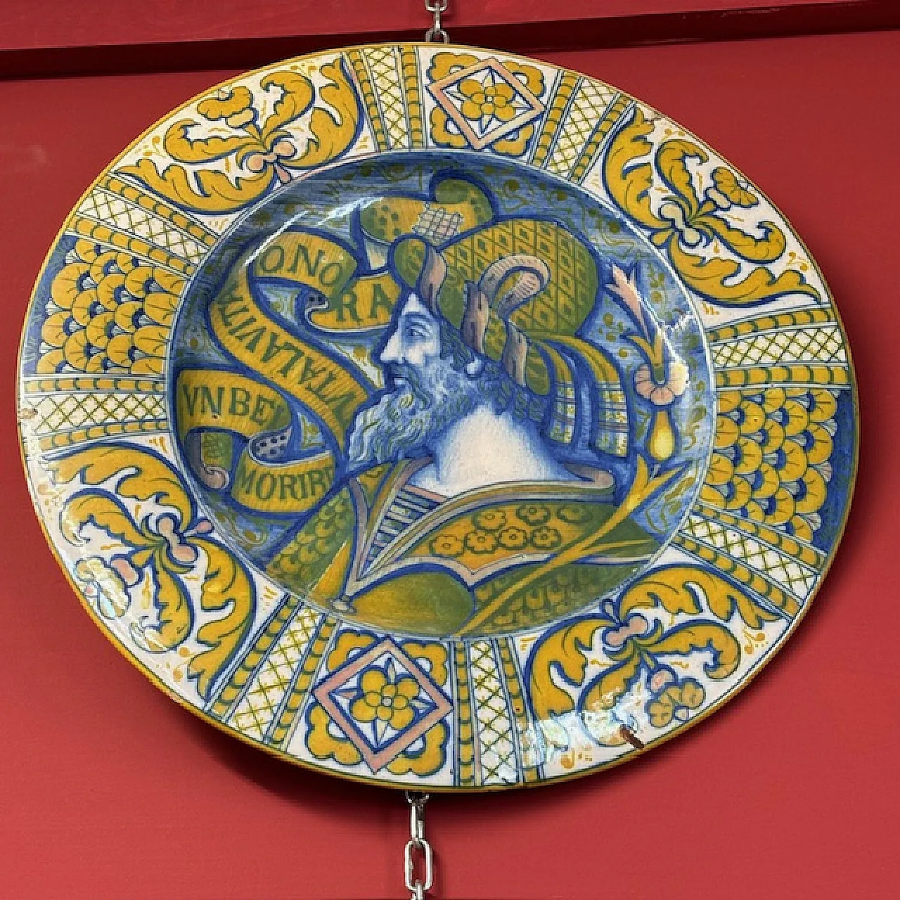 Antique plate made by Fornace Paolo Rubboli Gualdo Tadino, end 19th c. 1