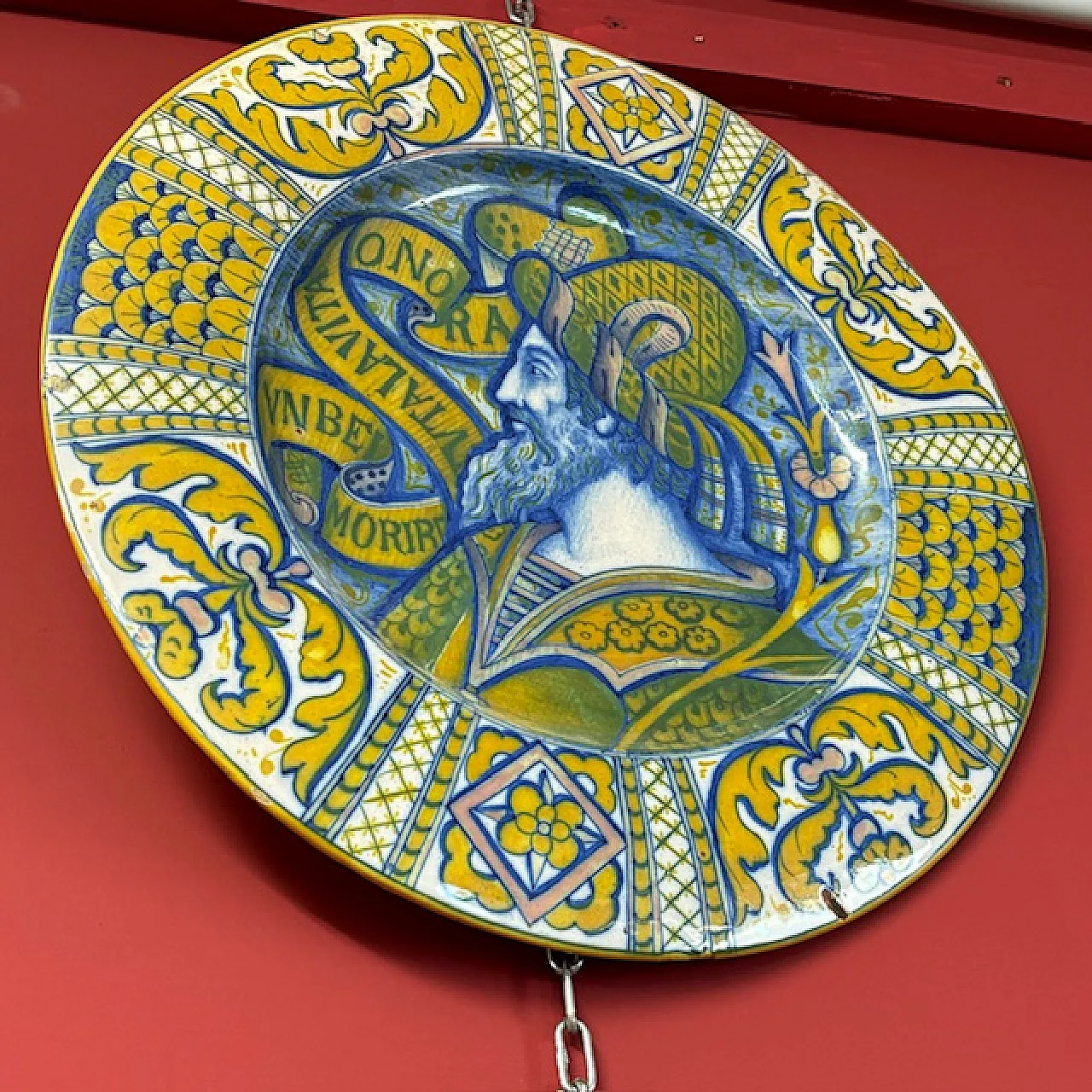 Antique plate made by Fornace Paolo Rubboli Gualdo Tadino, end 19th c. 2