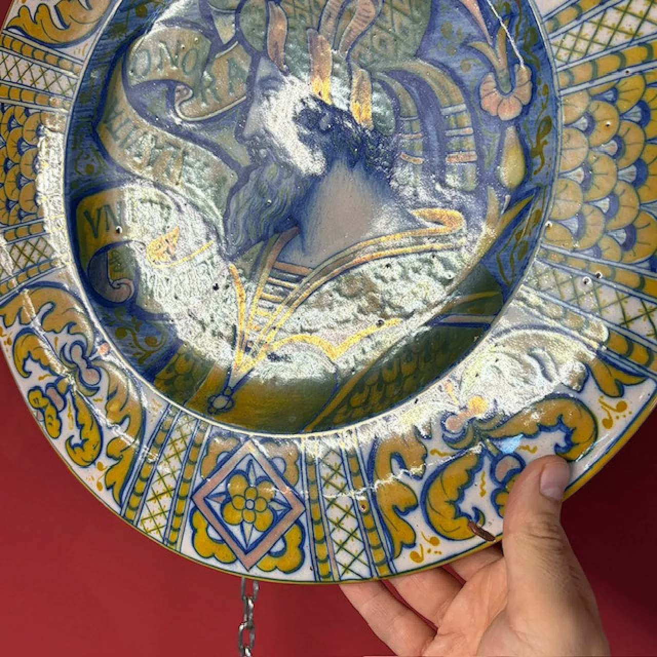 Antique plate made by Fornace Paolo Rubboli Gualdo Tadino, end 19th c. 4