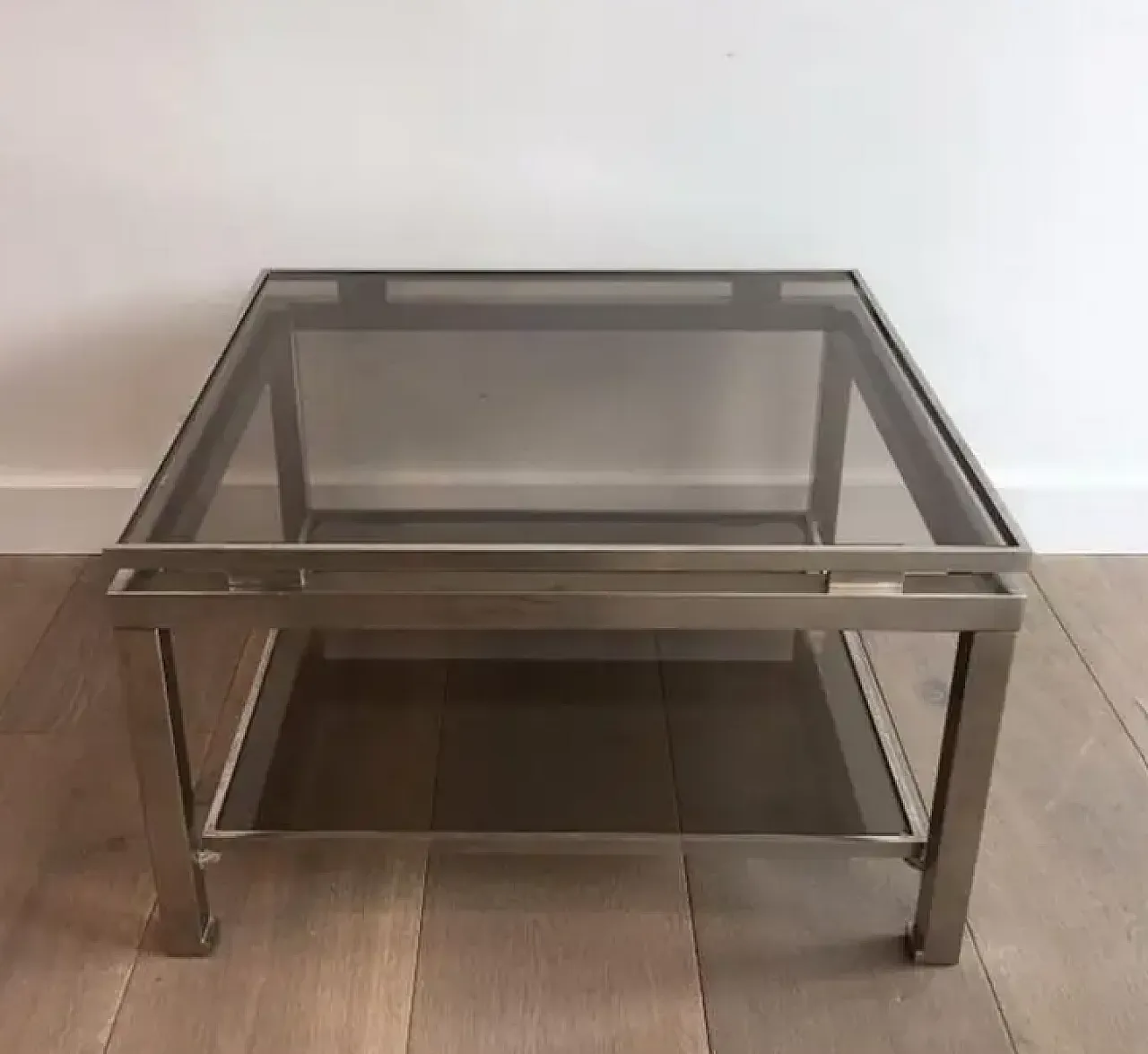 Pair of steel and smoked glass coffee tables by Guy Lefèvre, 1970s 6