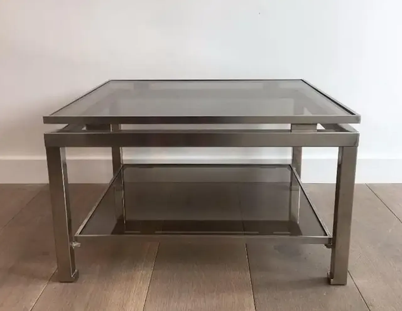 Pair of steel and smoked glass coffee tables by Guy Lefèvre, 1970s 7