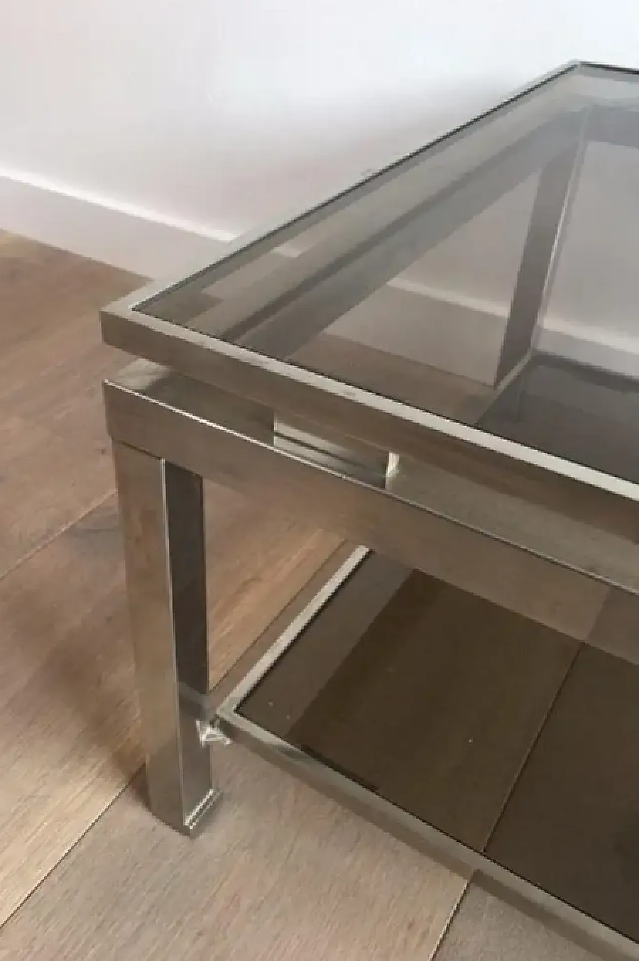 Pair of steel and smoked glass coffee tables by Guy Lefèvre, 1970s 8