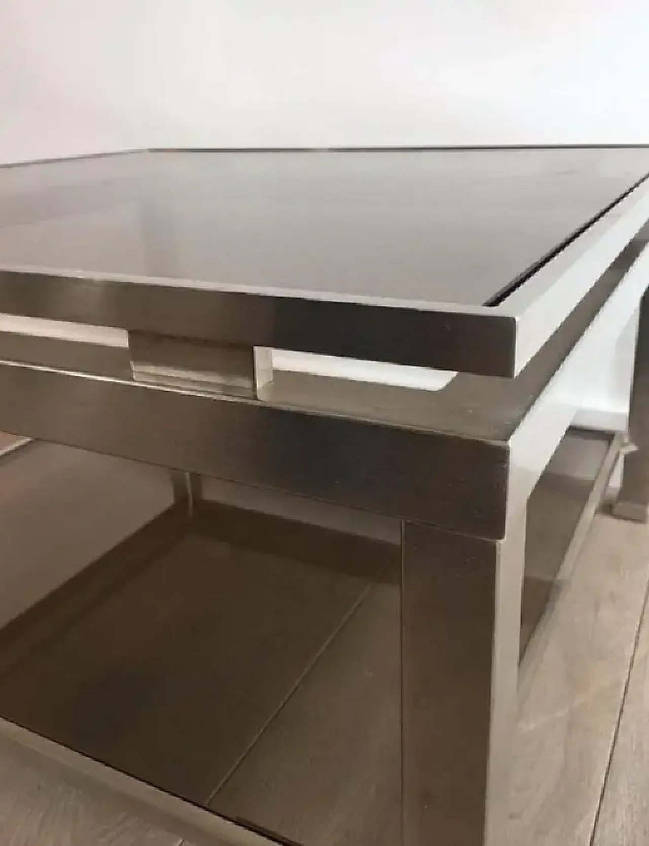 Pair of steel and smoked glass coffee tables by Guy Lefèvre, 1970s 9