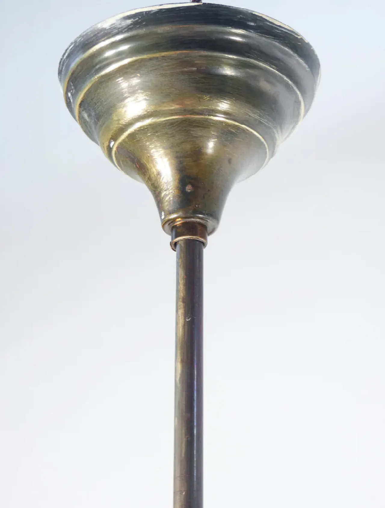 Lampada a sospensione in ottone, metallo e vetro di Stilnovo, anni '50 8