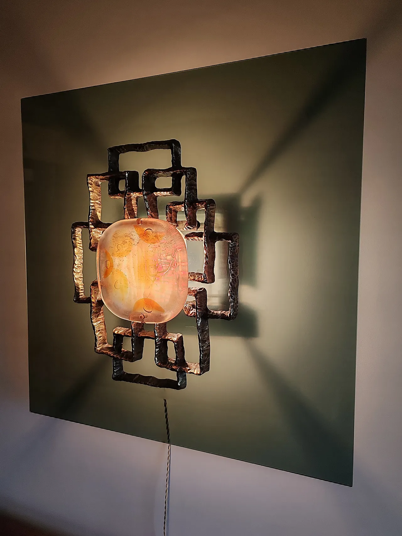 Brass and Murano glass wall light by Angelo Brotto x Esperia, 1990s 5
