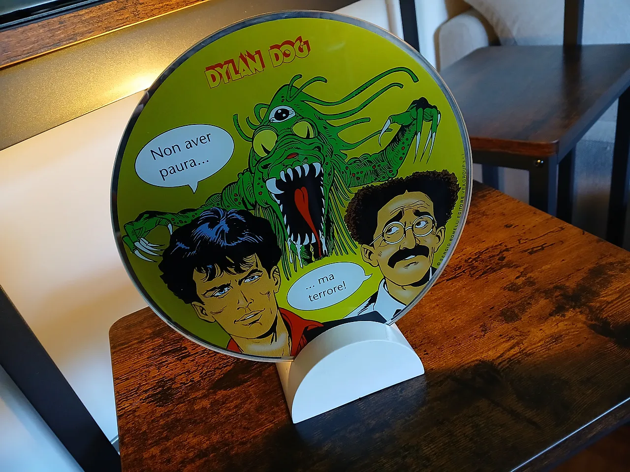 Lampada da tavolo Dylan Dog in legno e vetro di Veagroup, anni '80 6