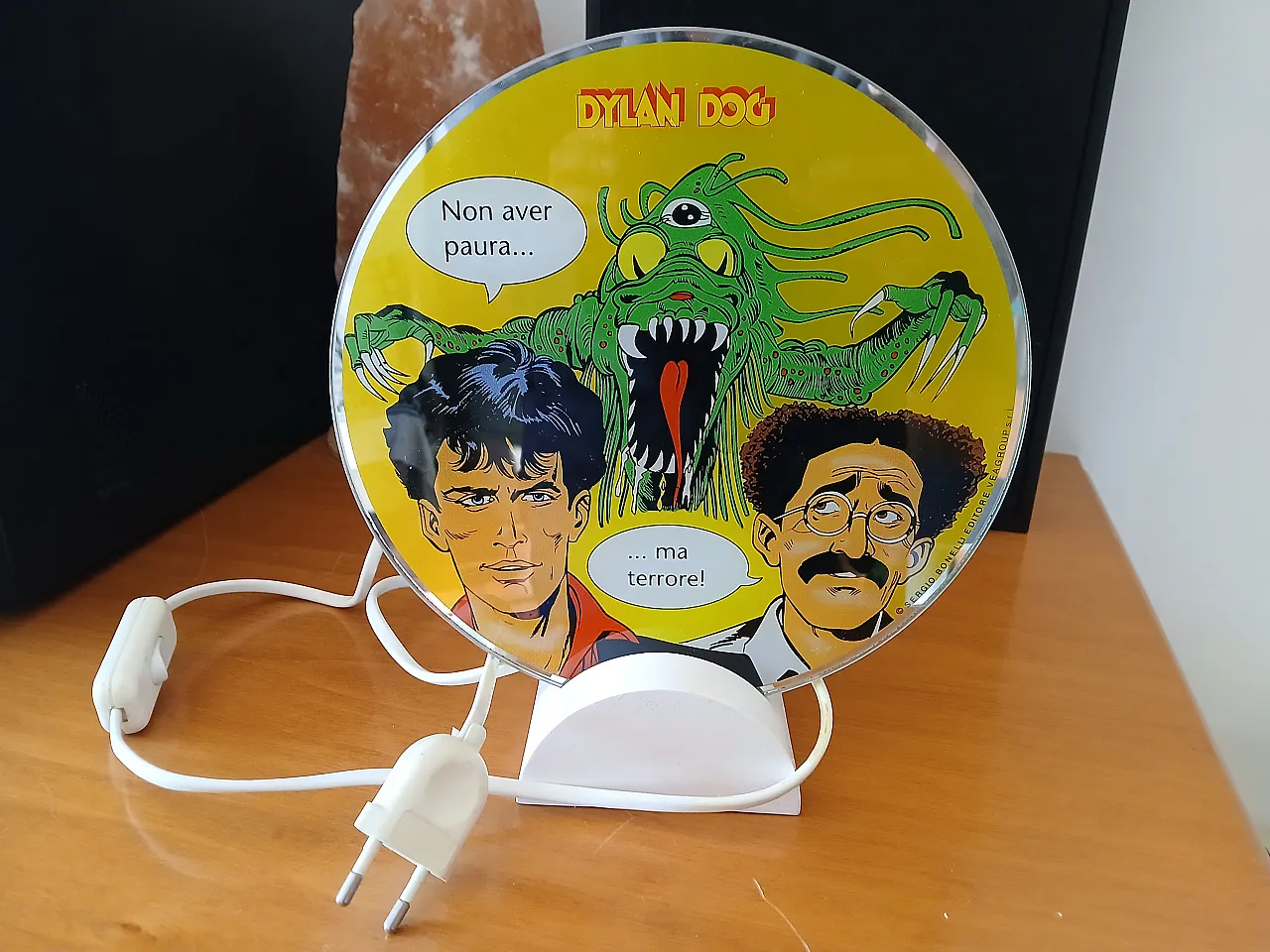 Lampada da tavolo Dylan Dog in legno e vetro di Veagroup, anni '80 10