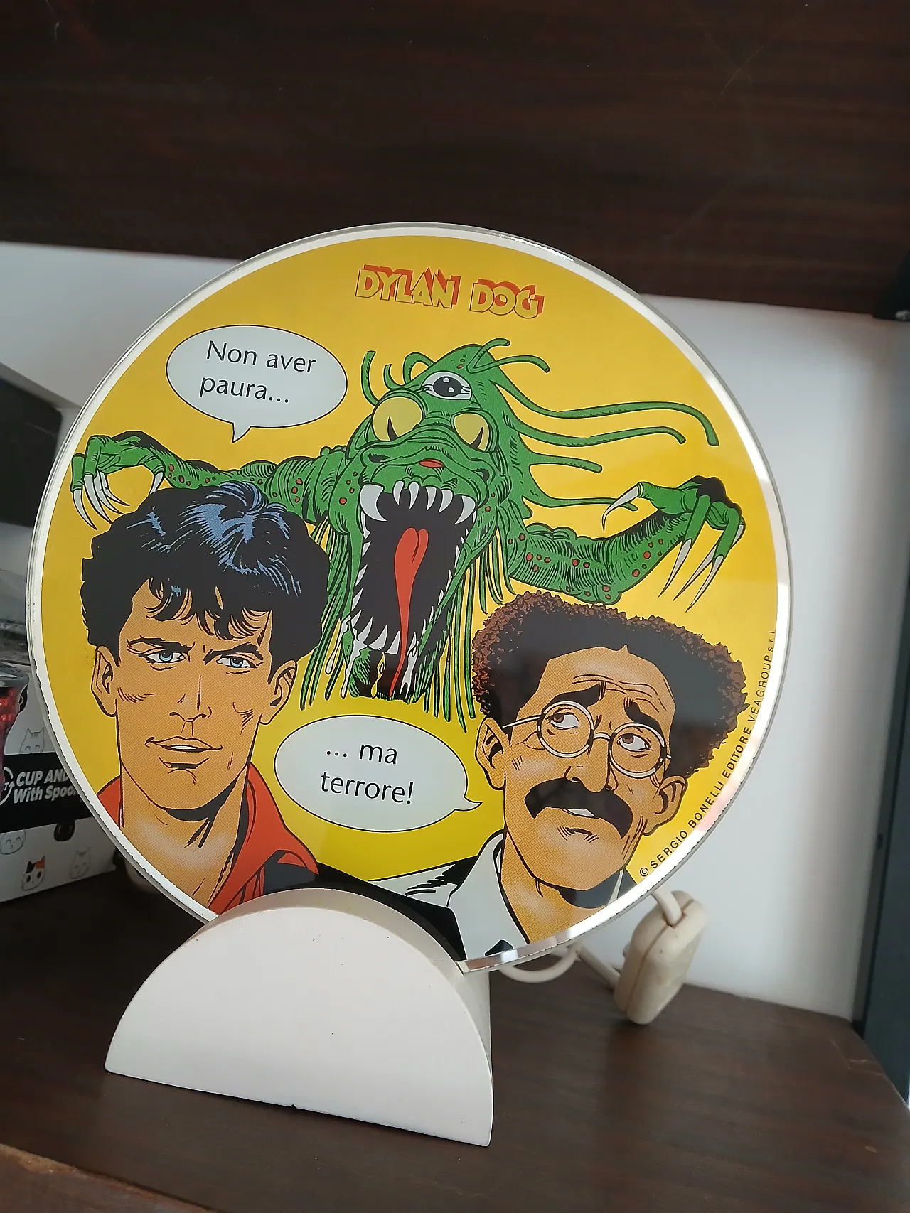 Lampada da tavolo Dylan Dog in legno e vetro di Veagroup, anni '80 11