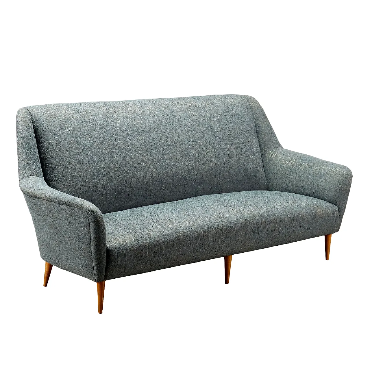 Divano in faggio e tessuto nello stile di Carlo De Carli, anni '50 1