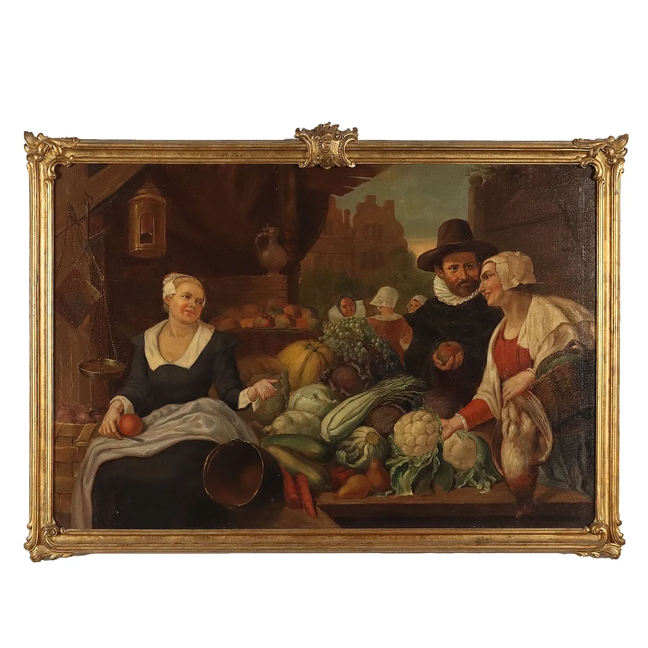 Scena di mercato, olio su tela, '800 1