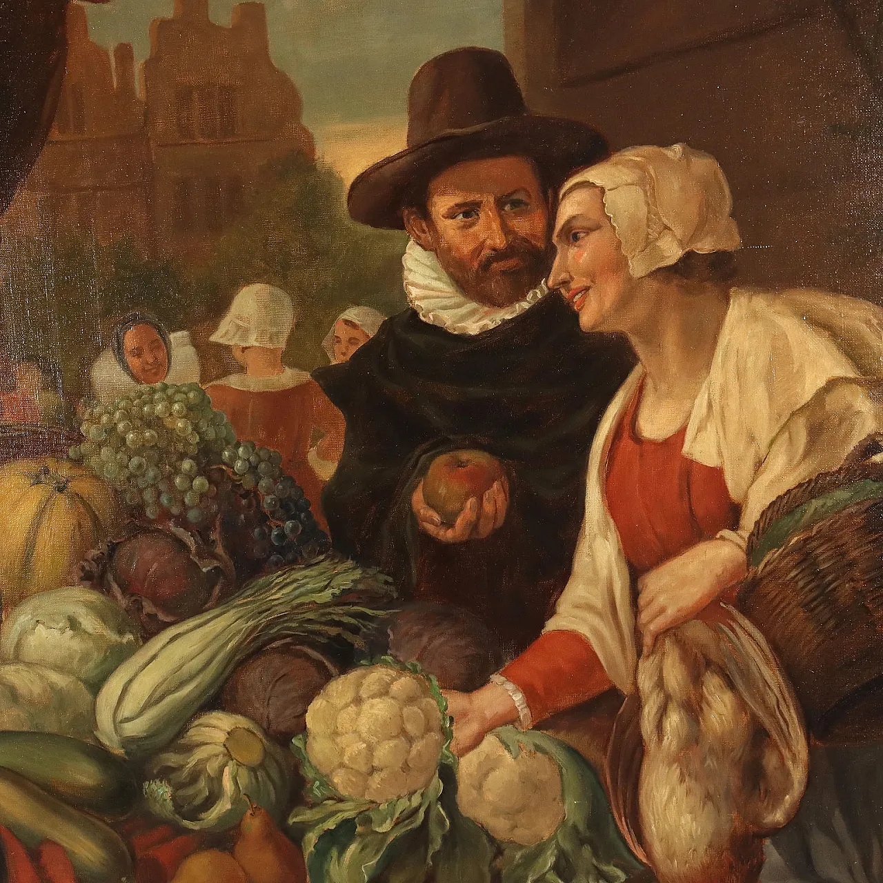 Scena di mercato, olio su tela, '800 3